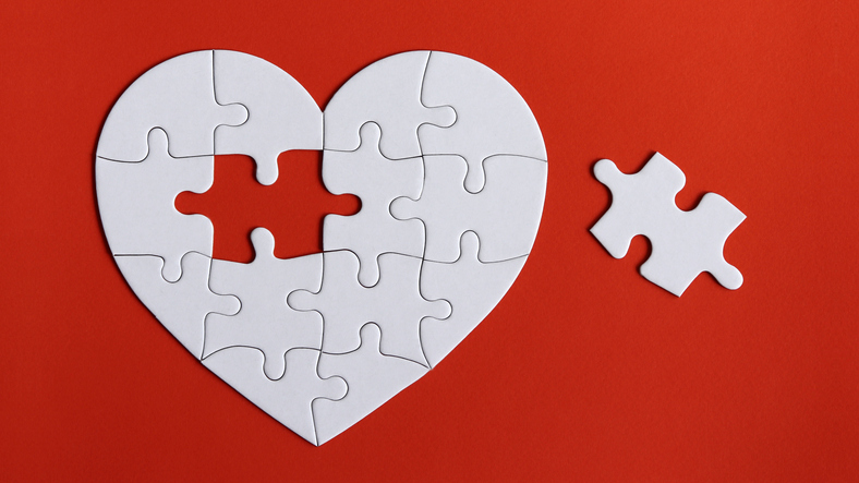 a missing piece of a heart puzzle
