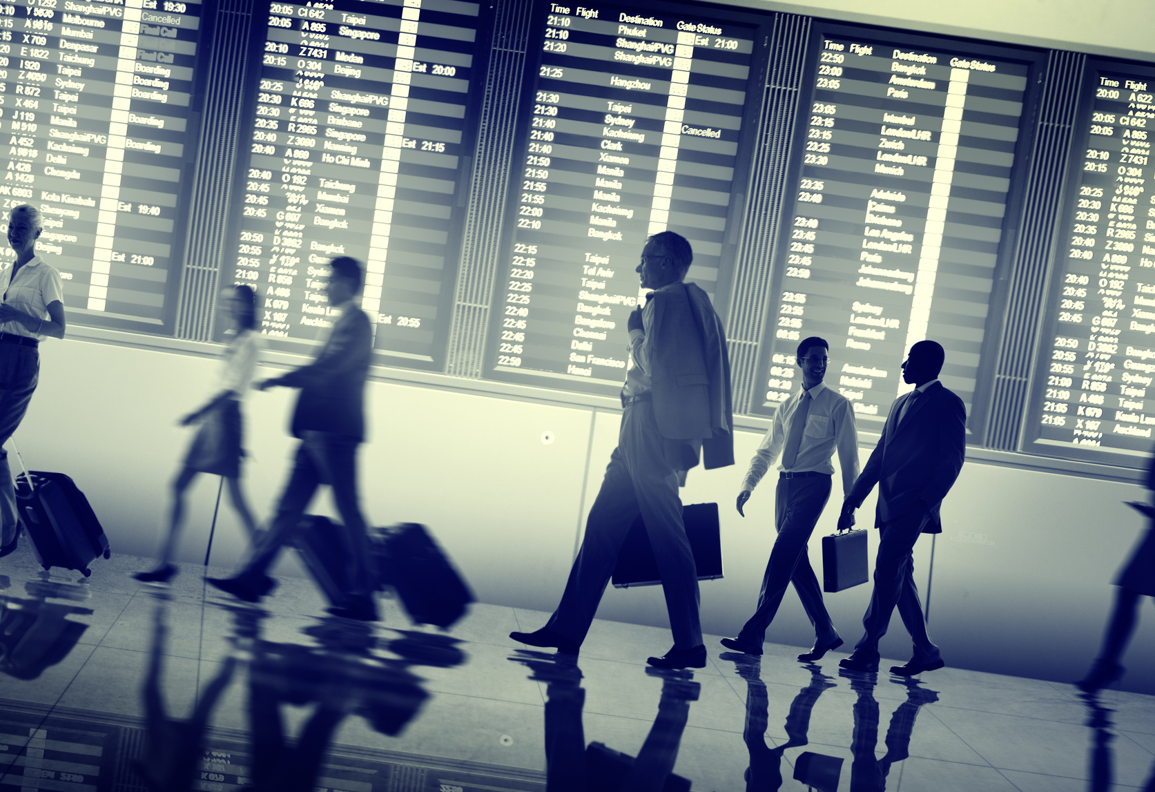 Business travel in an airport